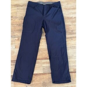 Eddie Bauer Tech Pants Mens 36 X 32 Blue Fleece Lined Outdoor Hiking Zip Pocket